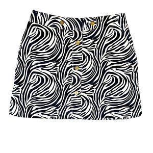 Sport Haley Cream Black Zebra Skort Gold Faux Buttons Golf Activewear Size 10